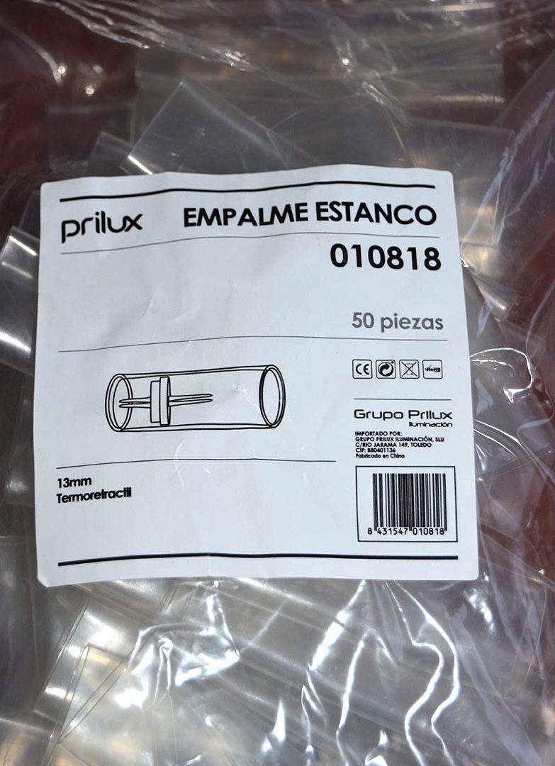 Empalme sencillo 13mm + termoretractil, 50 UNIDADES