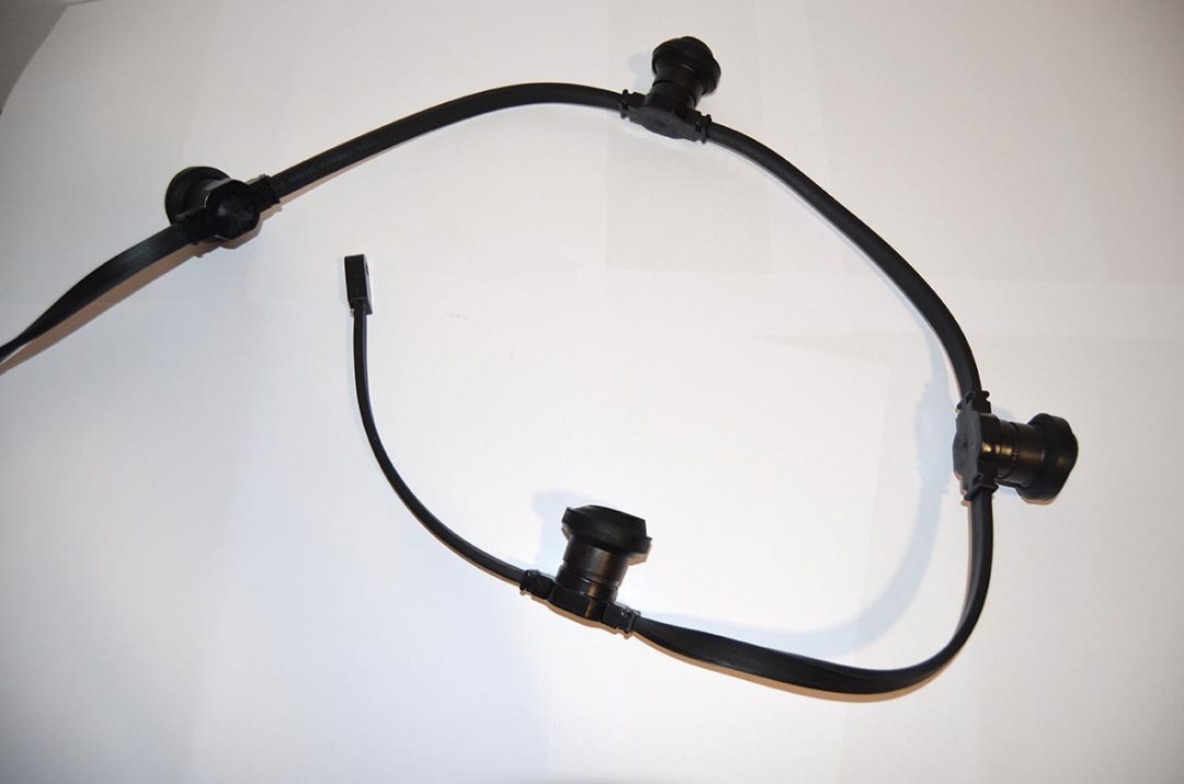 Guirnalda para 45 bombillas con casquillo E27 para exterior IP44 cable eléctrico de 15m.